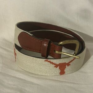 Smathers & Branson Men’s University Of Texas Needlepoint Belt 32 Light Khaki